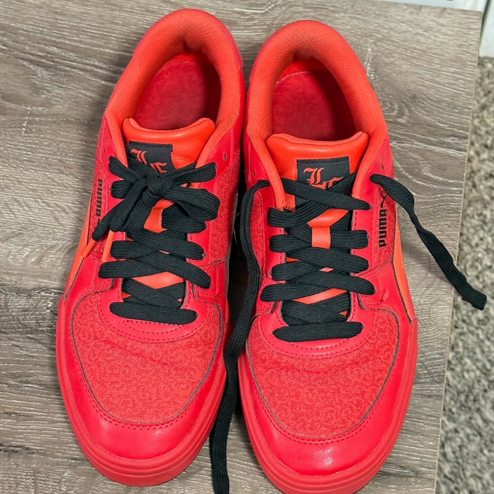 Puma Bright Red Sneakers with Black Accents